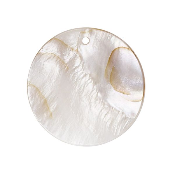 Focal, freshwater pearl shell (bleached), 32mm flat round, Mohs hardness 3-1/2. Sold per pkg of 2. image number 0
