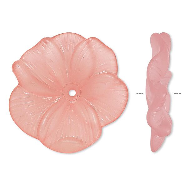 Component, acrylic, frosted pink, 31x6mm flower. Sold per pkg of 6. image number 0