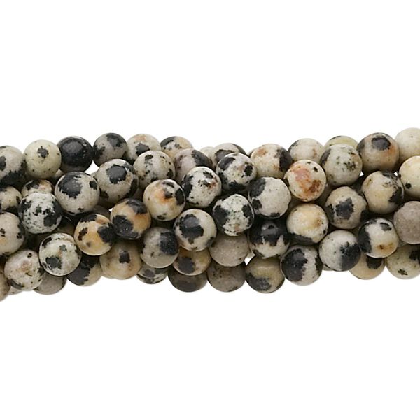 Dalmatian jasper 1pkg10, round bead natural 15.5-16 inch 4mm image number 0