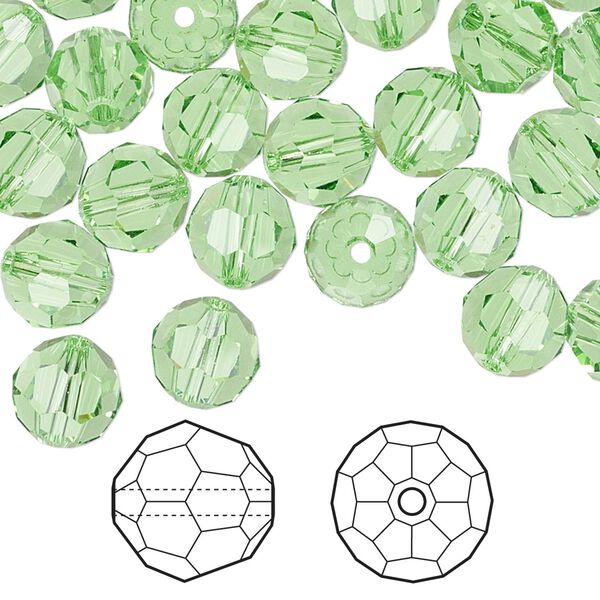 Bead 288pk peridot, Swarovski® 8mm round 5000 image number 0