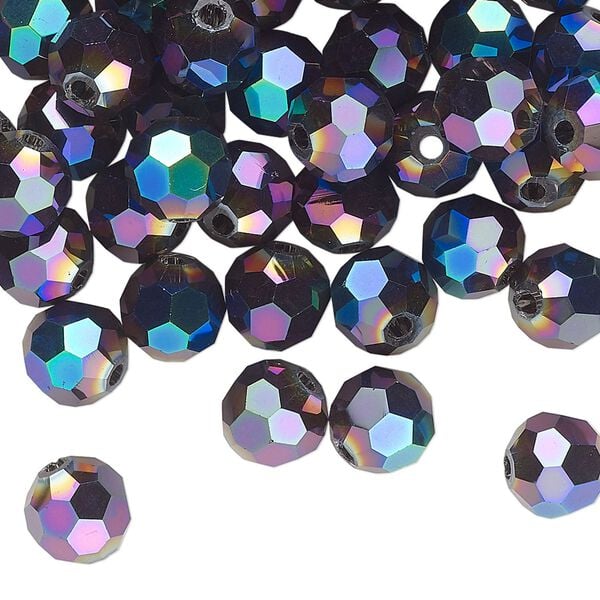 Bead 72pk crystal peacock shadow, Celestial Crystal® 8mm round image number 0