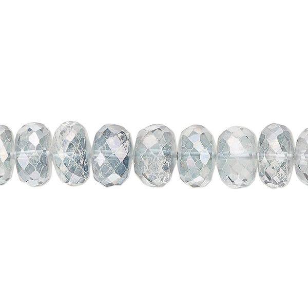 Quartz crystal 1pkg1, hand-cut faceted rondelle bead 8 inch 8x5mm-10x7mm image number 0