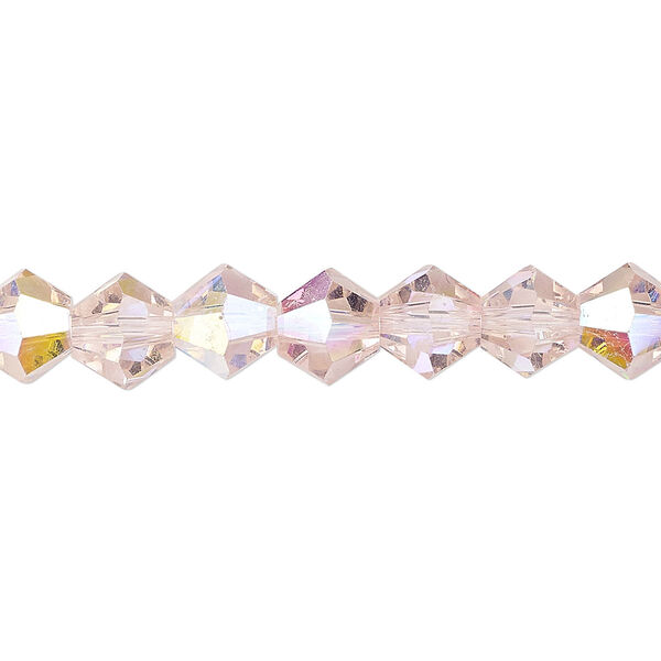 Bead 1pk transparent pink AB, Celestial Crystal® 8mm bicone 15.5-16 inch image number 0