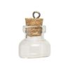 Component, glass / cork / nickel-finished steel, clear, 20x19mm bottle with stopper and screw eye. Sold per pkg of 100. image number 1