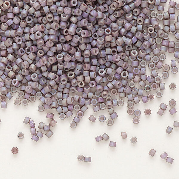 Seed bead, Delica®, glass, pkg/7.5g, #11 round, opaque gold luster rainbow grape (DB-1065). image number 0