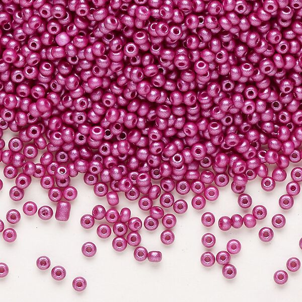 Seed bead, Preciosa Ornela Czech glass, pkg/500g, #11 rocaille, opaque PermaLux dyed purple chalkwhite, (22013). image number 0