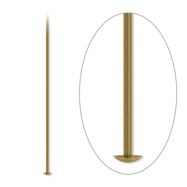 Head pin, antique gold-plated brass, 2-1/2 inches, 21 gauge. Sold per pkg of 500. image number 0