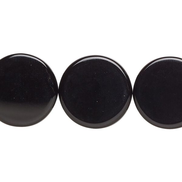 Black onyx 1pkg1, flat round bead 15.5-16 inch 18mm image number 0