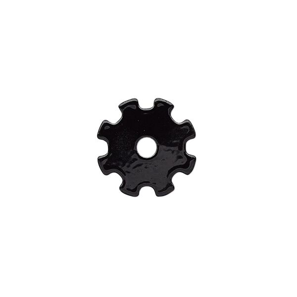 Component, painted steel, black, 15mm gear with 2.5mm center hole. Sold per pkg of 10. image number 0