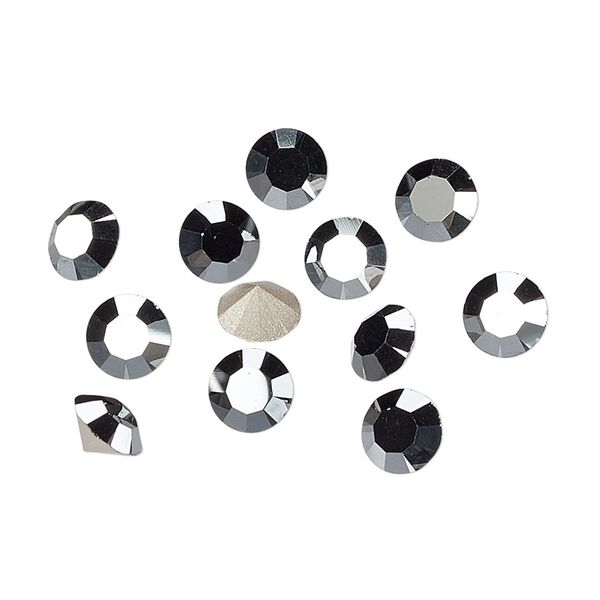 Chaton 144pk jet hematite foil back, Preciosa MAXIMA Czech crystal rhinestone 6.14-6.32mm 15-cut faceted round SS29 image number 0