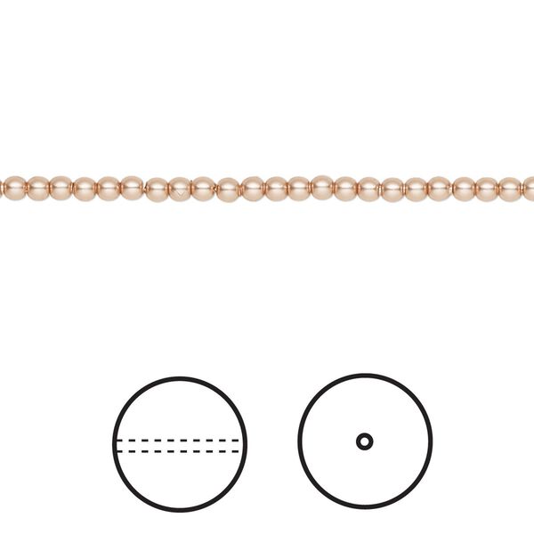 Pearl 100pk rose gold, Crystal Passions® 2mm round 5810 image number 0