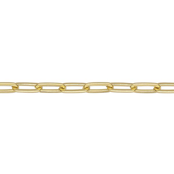 Chain, anodized aluminum, gold, 3.3mm paperclip. Sold per pkg of 5 feet. image number 0
