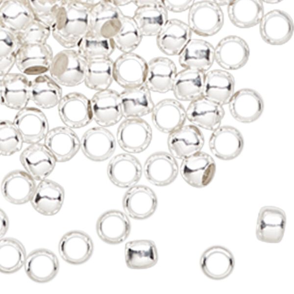 Crimp, silver-finished brass, 2.5mm round, 1.5mm inside diameter. Sold per pkg of 100. image number 0