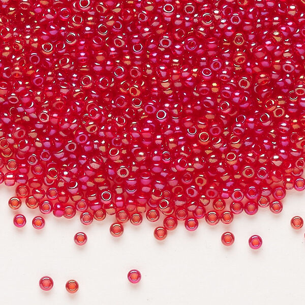 Seed bead, Preciosa Ornela Czech glass, pkg/50g, #11 rocaille, translucent rainbow red, (91070). image number 0