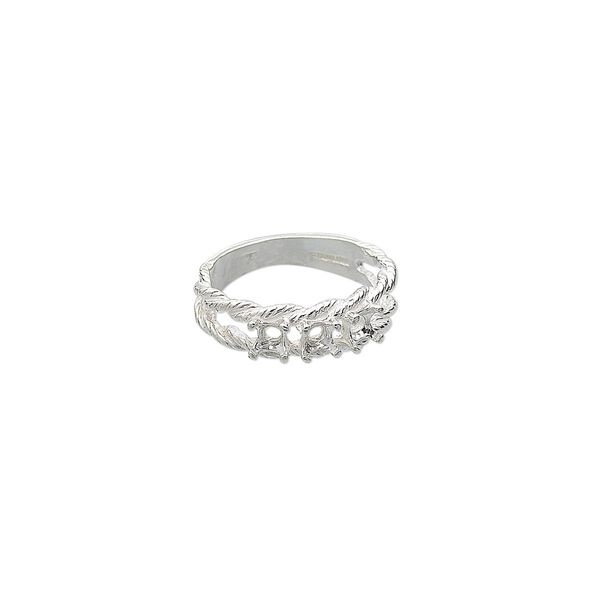 Ring, Sure-Set™, sterling silver, braided band with (3) 3.5mm 4-prong round settings, size 6. Sold individually. image number 0
