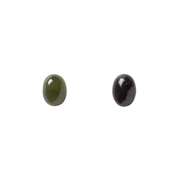 Nephrite jade 1pkg2, calibrated oval cab natural B grade, 8x6mm image number 0