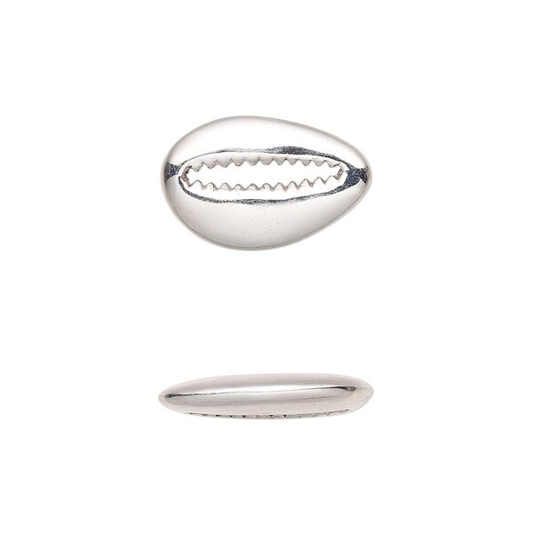 Component, sterling silver, 17.5x11mm single-sided cowrie shell with 10.5x1.5mm hole. Sold individually. image number 0
