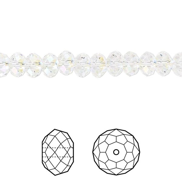 Bead 360pk crystal shimmer 2X, Swarovski® 6x4mm rondelle 5040 image number 0