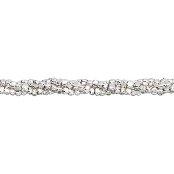 Bead, Hill Tribes, sterling silver, 2x1mm faceted rondelle. Sold per 8-inch strand, approximately 140  beads. image number 0