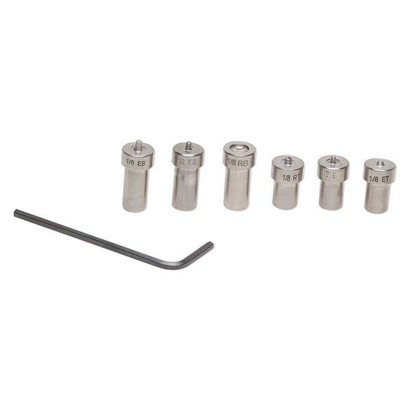 Eyelet and rivet head replacement, steel, black. Sold per 6-piece set. image number 0