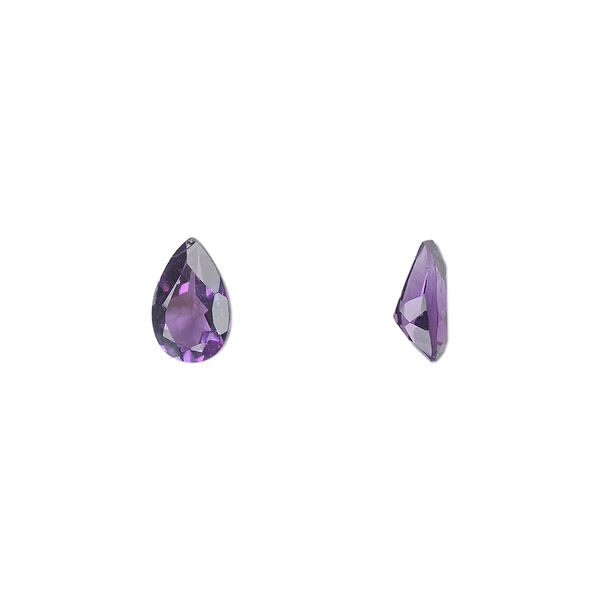 Amethyst 1pkg1, hand-cut faceted pear gem natural 8x5mm image number 0