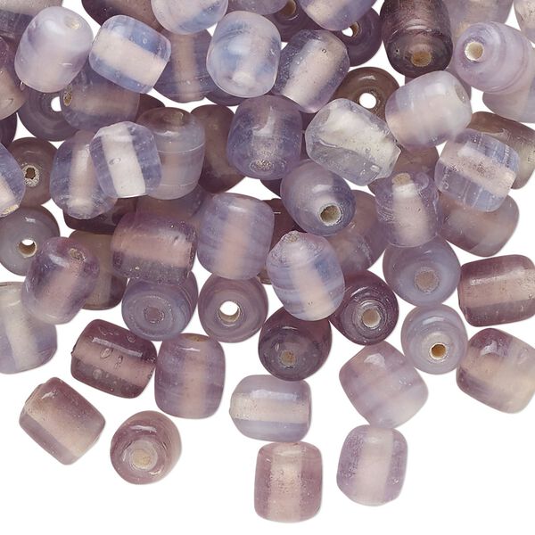 Bead, lampworked glass, translucent purple, 7x6mm round tube. Sold per 2-ounce pkg, approximately 180 beads. image number 0
