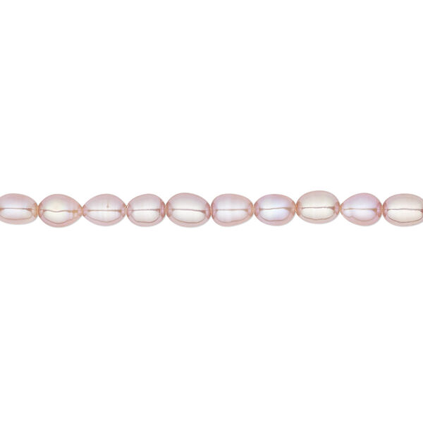 Pearl, White Lotus™, cultured freshwater, mauve, 3.8-4mm rice, B grade, Mohs hardness 2-1/2 to 4. Sold per 15-1/2" to 16" strand. image number 0