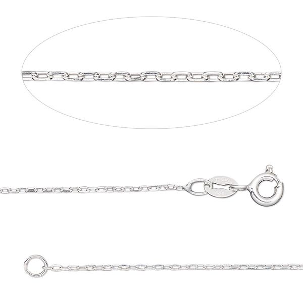 Chain, Gossamer™, sterling silver, 1mm cable, 20 inches with springring clasp. Sold individually. image number 0
