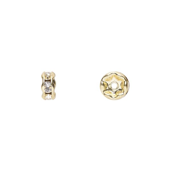 Bead 720pk crystal gold plate, Preciosa Czech crystal 6x3mm rondelle image number 0