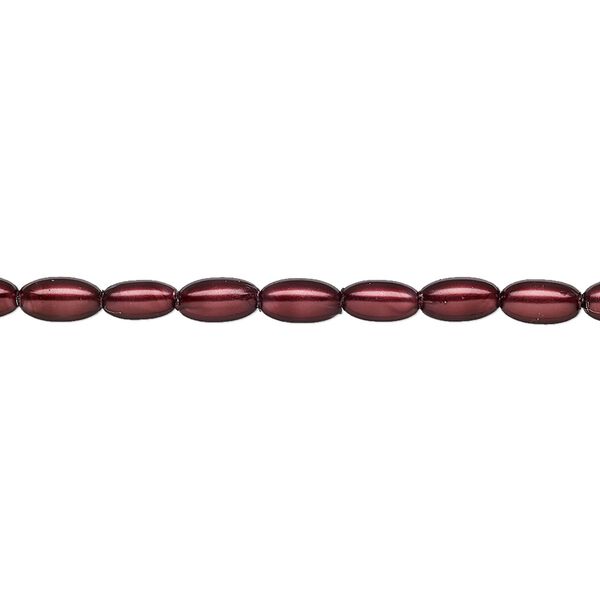 Pearl 1pk bordeaux, Celestial Crystal® 6x3.5mm rice 15.5-16 inch image number 0
