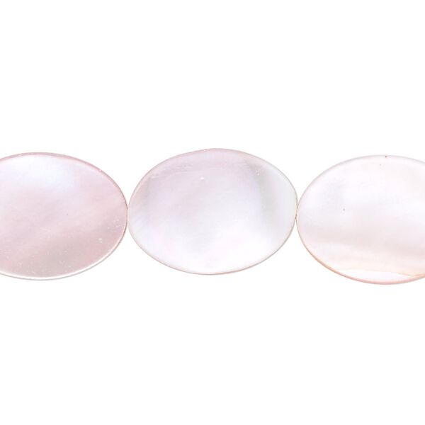 Bead, shell (dyed / assembled), pink, 18x13mm flat oval. Sold per 15" to 16" strand. image number 0