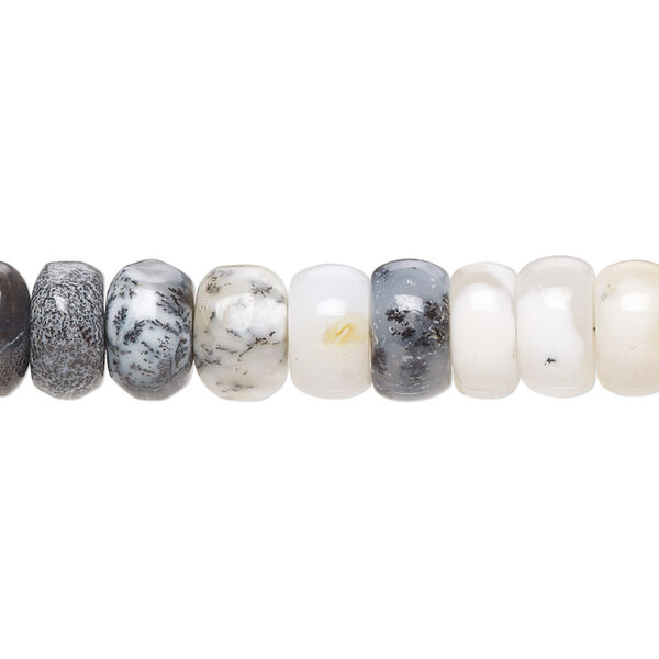 Dendritic opal 1pkg1, hand-cut rondelle bead natural B- grade, 8 inch 9x7mm-10x7mm image number 0