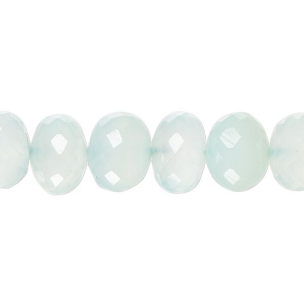 Aqua blue chalcedony 1pkg1, hand-cut faceted rondelle bead 14 inch 10x5mm-12x10mm image number 0