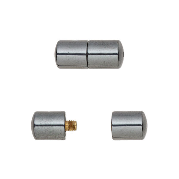 Hemalyke™ / brass 1pkg6, gold-finished round tube clasp barrel 15x7mm image number 0