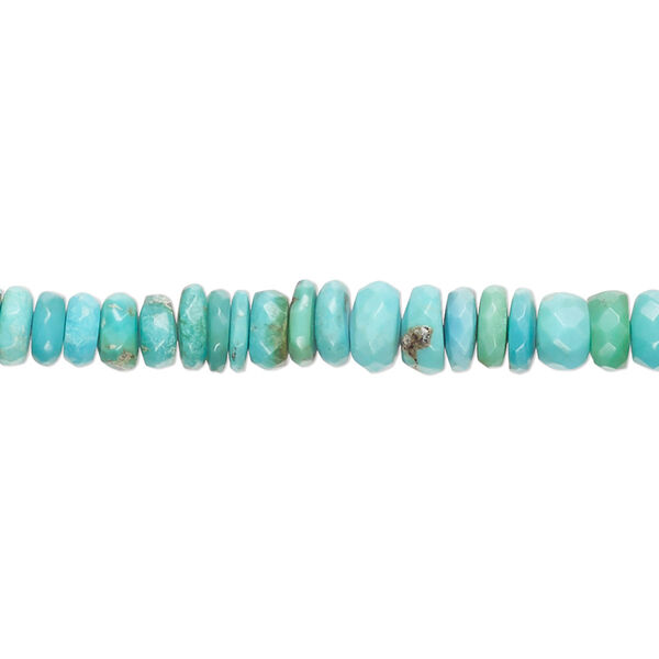Turquoise 1pkg1, hand-cut faceted rondelle bead 17 inch graduated 4x2mm-7x4mm image number 0