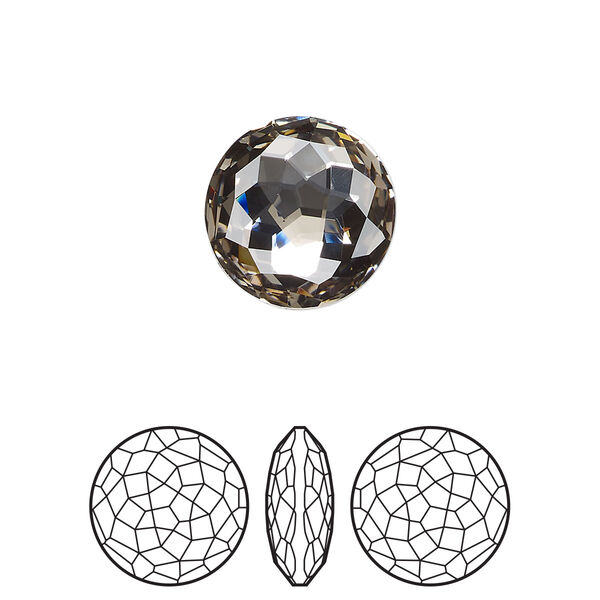 Round stone 1pk black diamond foil back, Crystal Passions® 14mm fancy round 1383 image number 0