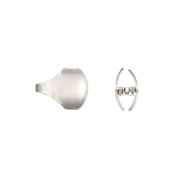 Cord end, glue-in, silver-plated brass, 14x11mm with 10x5mm inside diameter. Sold per pkg of 6. image number 0