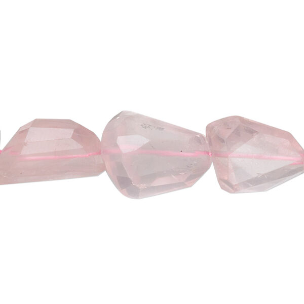 Bead, rose quartz (natural), small to medium tumbled hand-faceted freeform nugget, Mohs hardness 7. Sold per pkg of 10. image number 0