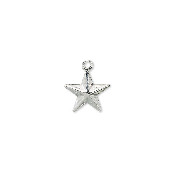 Charm, silver-plated brass, 10mm star. Sold per pkg of 50. image number 0