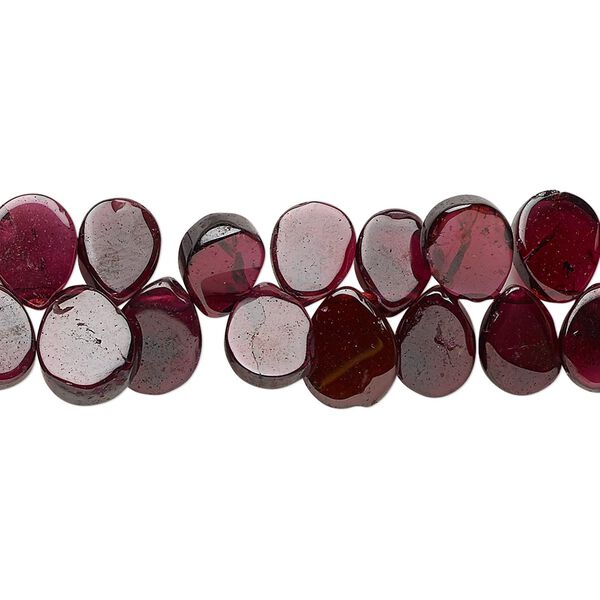 Rhodolite garnet 1pkg1, hand-cut top-drilled flat teardrop bead 6 inch 8x6mm-11x9mm image number 0