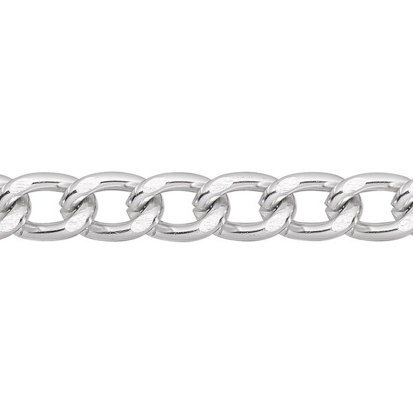 Chain, anodized aluminum, silver, 7mm curb. Sold per pkg of 5 feet. image number 0