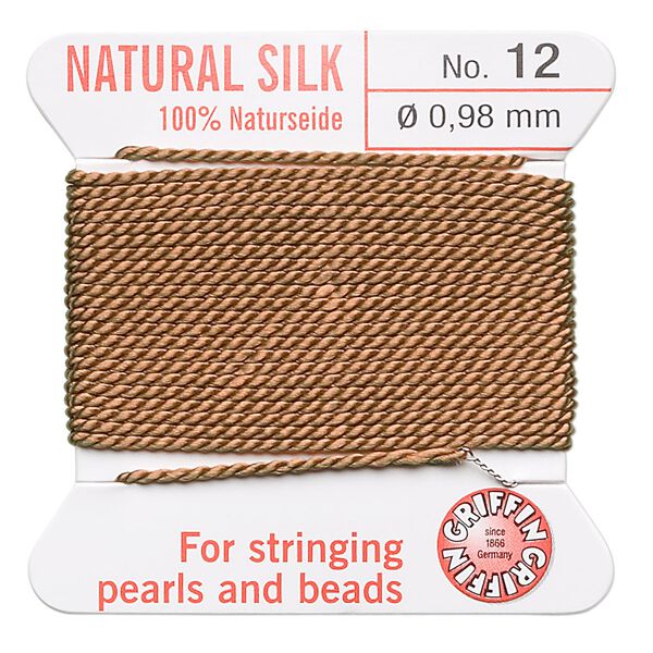 Thread, Griffin, silk, cornelian, size #12. Sold per 2-meter card (approximately 78 inches). image number 0