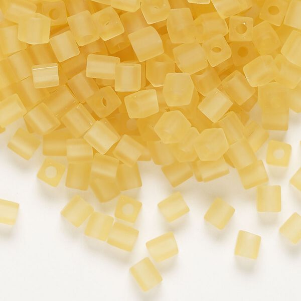 Seed bead, Miyuki, glass, pkg/25g, 3.5-3.7mm square, translucent frosted tan (SB-132F). image number 0