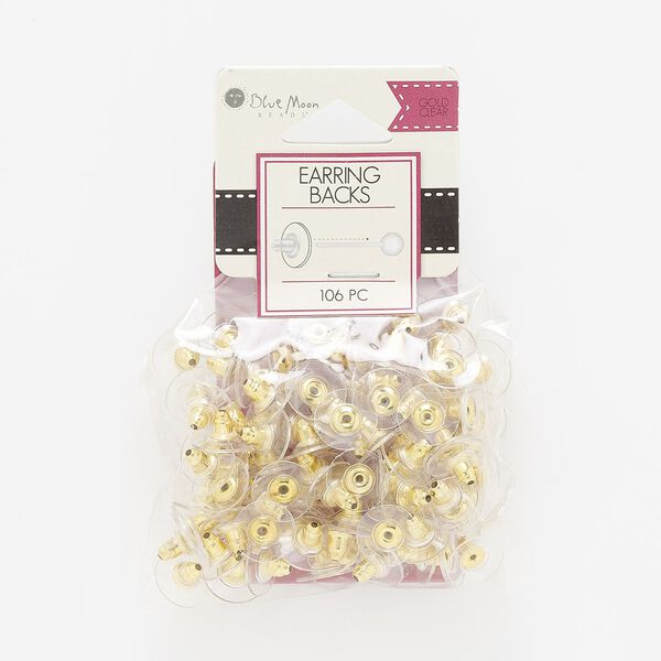 Earnut 1pkg106, 11x6mm, comfort clutch / gold-finished steel / acrylic clear 53 pair image number 0
