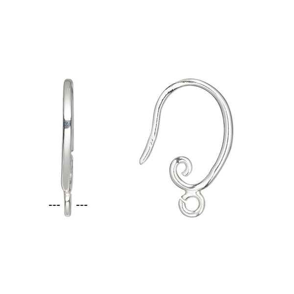 Ear wire fishhook 1pkg2 sterling silver, 21mm / open loop, 18 gauge 1 pair image number 0