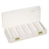 Organizer, plastic, clear, 10-5/8 x 5 x 1-3/4 inch rectangle, (26) 1-1/2x3/4 inch stackable jars and (2) 1-7/8 x 1-3/4 inch stackable jars, 5 removable compartments, snap closure. Sold individually. image number 1