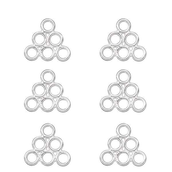 Loop, sterling silver, 10x4mm triangle with 6 loops. Sold per pkg of 6. image number 0