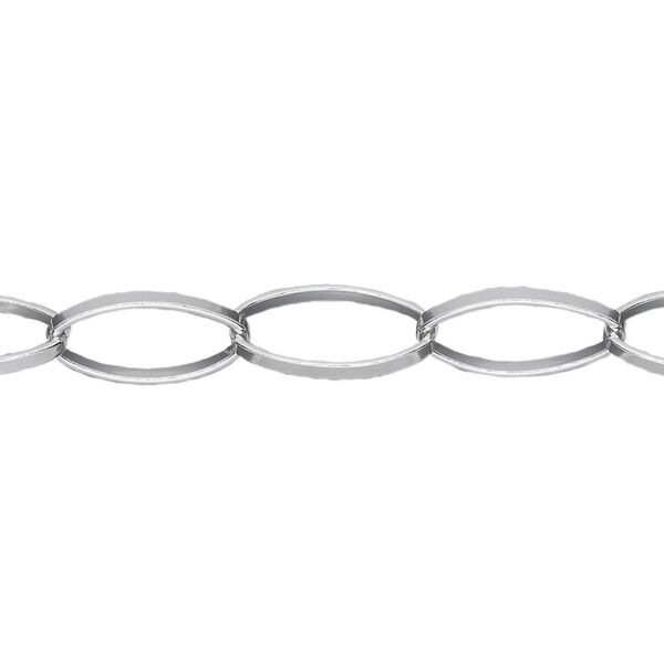 Chain, sterling silver, 8mm flat oval links. Sold per pkg of 5 feet. image number 0