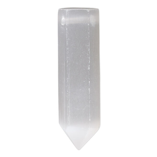 Selenite 1pkg1, hand-cut top-drilled faceted point bead 39x9mm-42x10mm image number 0