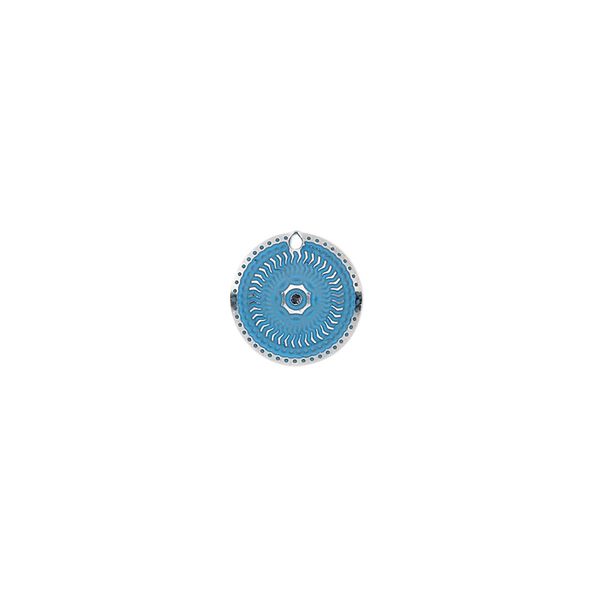 Drop, stainless steel, blue patina, 10mm single-sided domed round. Sold per pkg of 8. image number 0